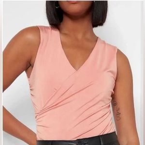 Express Body Contour Compression Faux Wrap Tank Top Size L in Coral